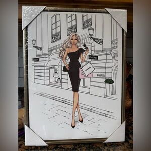 NWT Chanel Fashion Illustration Framed Art Print. NWT 11.75” x 15.75”